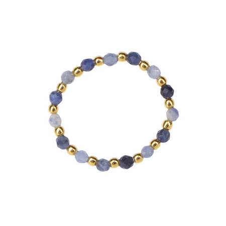 Elastic ring with natural sodalite stones