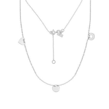Silver celebrity necklace, triple heart, open circle